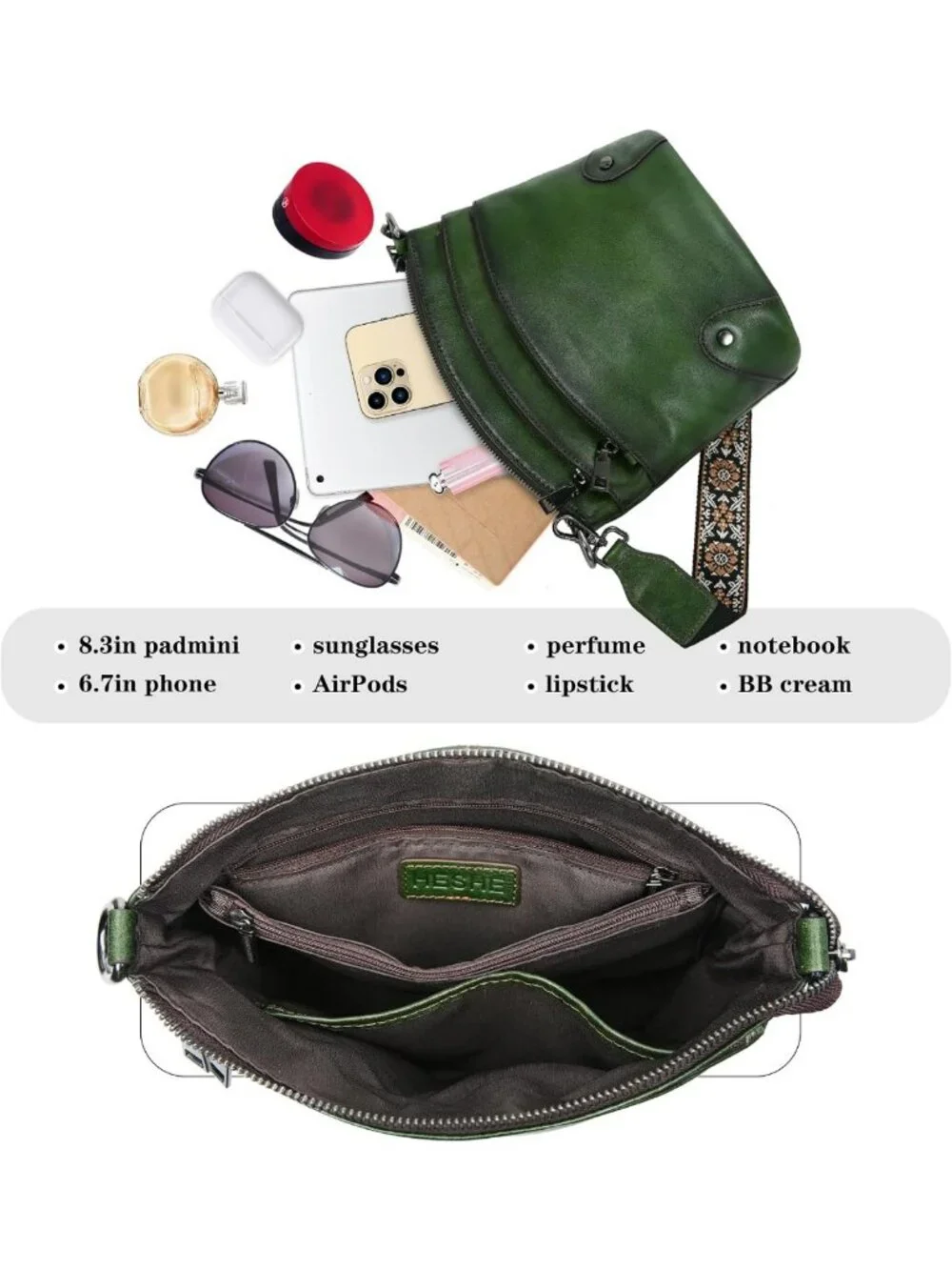 Vintage Leather Crossbody Bag for Women | Stylish Hobo Shoulder Handbag
